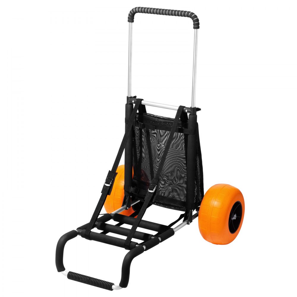 VEVOR Beach Carts for Sand, 23" x 15" Cargo Deck, w/ 13" TPU Balloon Wheels, 165LBS Loading Folding Sand Cart & 33.1" to 51.6" Adjustable Height, Aviation Aluminum Cart for Picnic, Fishing, Beach